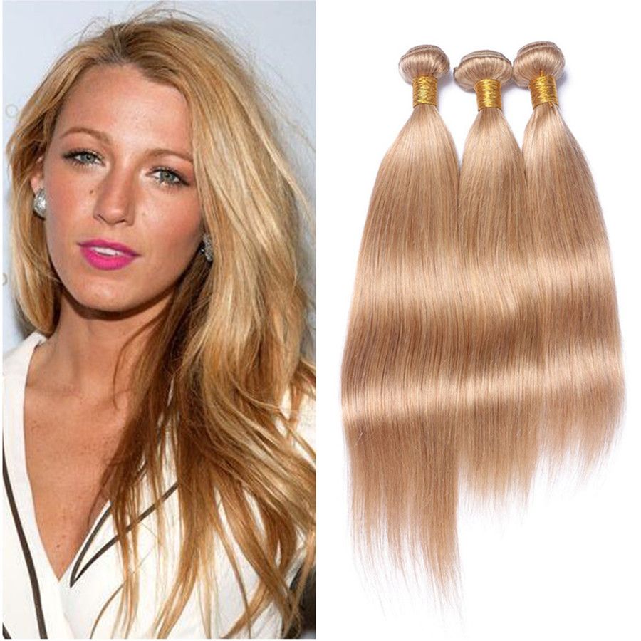 Brazilian Virgin Human Hair 27 Blonde Hair Bundles Straight Weave