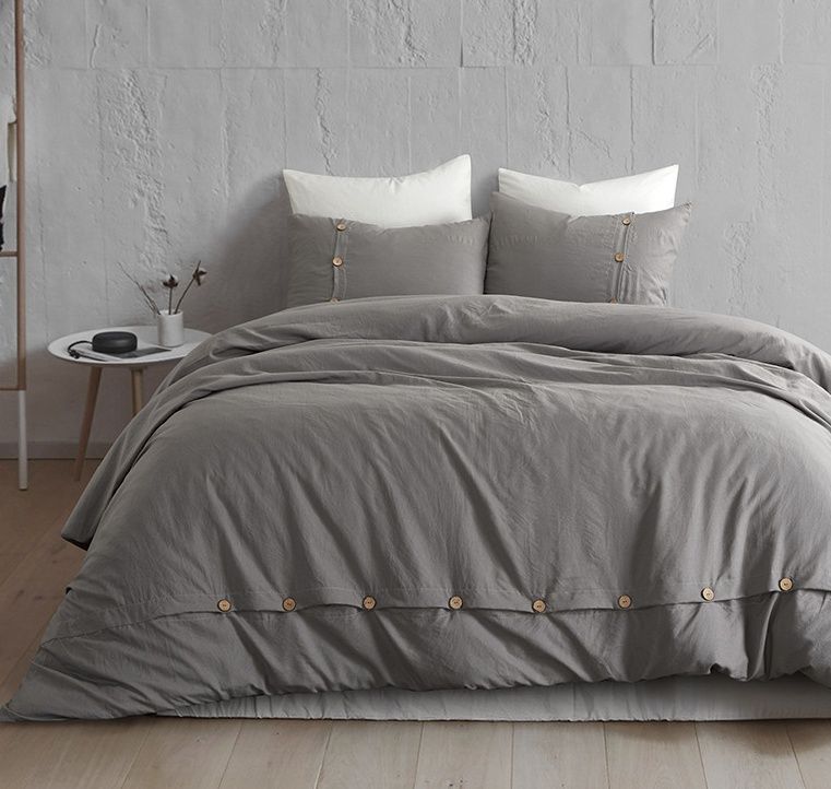 2019 Solid Color Jersey Cotton Bedding Button Simple Duvet Cover