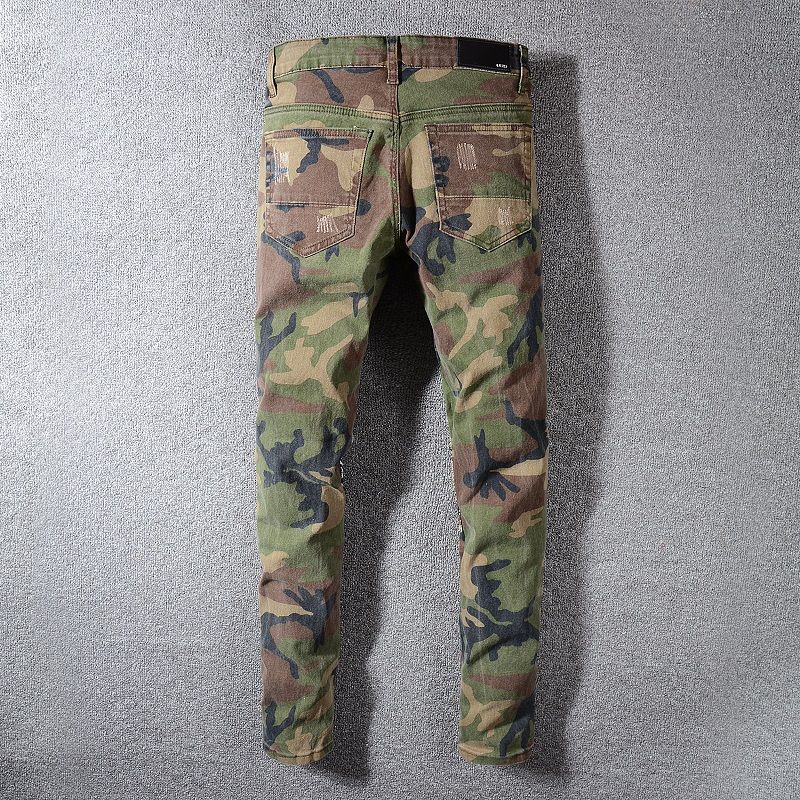 distressed camo jeans mens