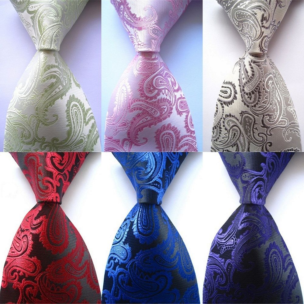 New Classic Striped Paisley Pink Blue JACQUARD WOVEN Silk Men/'s Tie Necktie