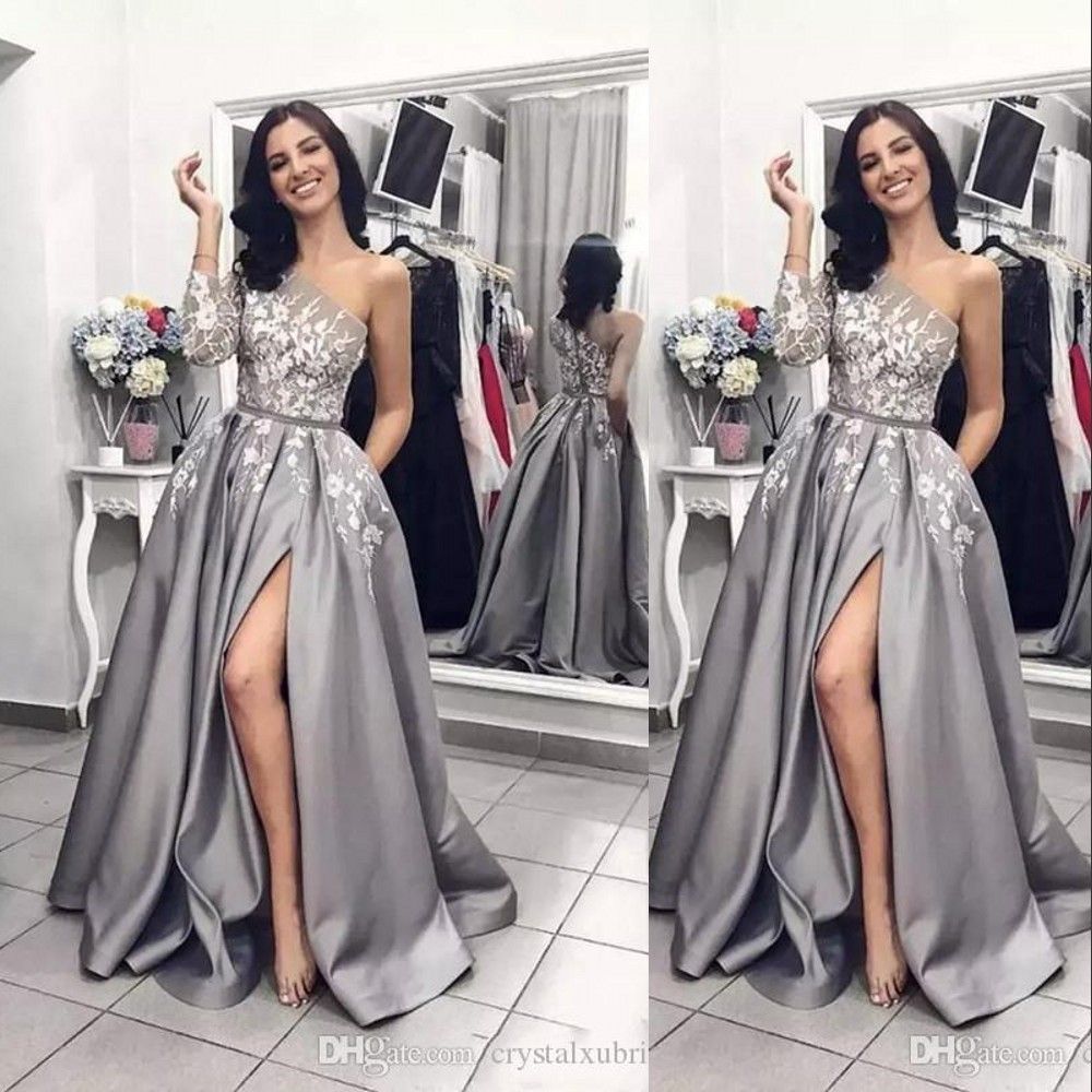 silver gray evening dresses