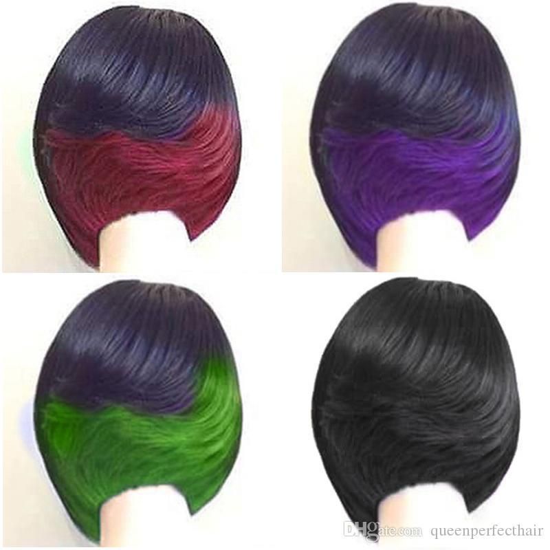 Kupit Optom Moda Korotkie Bob Strizhki Smeshat Cvet Dvuhcvetnyj Ombre Chernyj Zelenyj Krasnyj Fioletovyj 10 Vyushiesya Volosy Pariki Termostojkie Sinteticheskie Pariki Naturalnyj Haj Otqiansuning2 V Kategorii Sinteticheskie Pariki 3 654 Rub Na