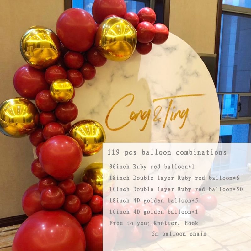 2019 10inch 18inch 36inch Ruby Red Metallic Chrome Gold Balloon
