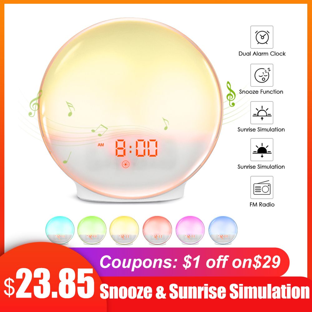 New Fm Radio Wake Up Light Alarm Clock With Sunset Fading Night Light Snooze Feature And Ed Sunrise Simulation From Meiqi01 30 15 Dhgate Com