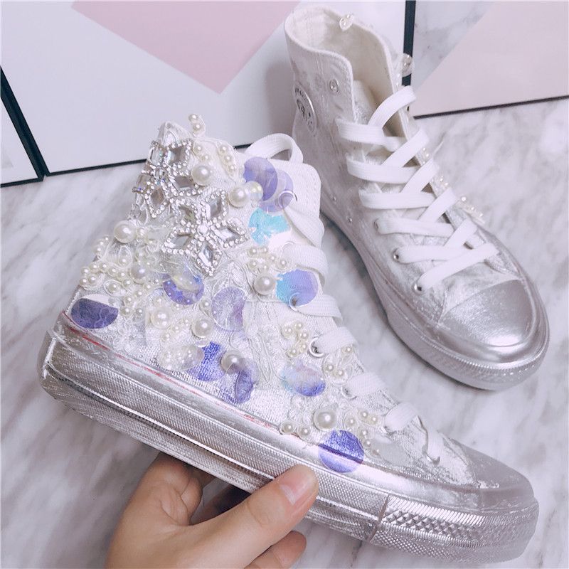 sequin canvas shoes