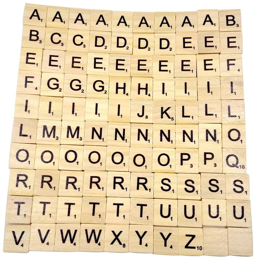 100 piezas de azulejos de alfabeto de madera Scrabble letras de repuesto para marco de boda familiar y juegos de mesa de arte de pared