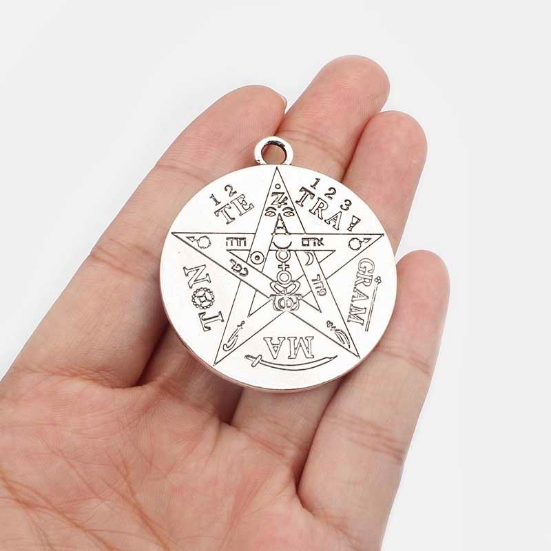 5 x Tibetan Silver Arcangel Tetragrammaton Pentagram Amulet Charms Pendants 35mm 