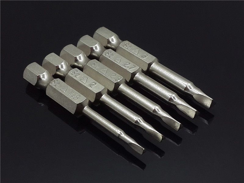 10pcs 2 mm Triangle tête magnétique acier S2 embouts de Tournevis 50 mm Long Gray