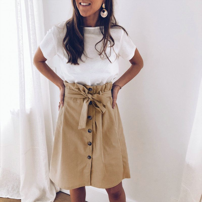 button up skirt midi