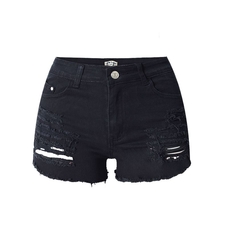 black denim ripped shorts womens