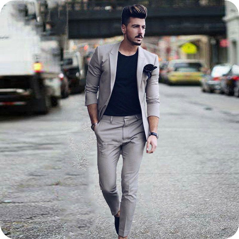 Peaked Lapel Grey Men Suits Casual Male Blazers Handsome Man Jacket Slim Fit Groomsmen Coat Pants Latest Designs Costume Homme Ternos From Kenthy 105 5 Dhgate Com