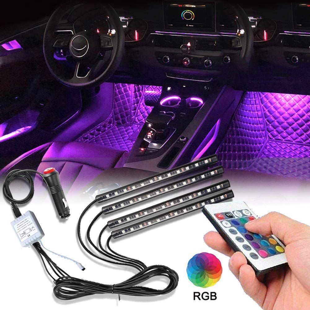 Car Interior Lights 48 Led Car Floor Atmosphere Glow Neon Lights Multi Color Music Car Led Strip Lights Under Dash Lighting Dc12v Beat Car Interior