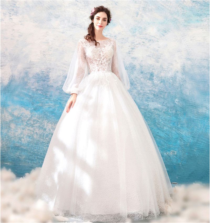 balloon sleeve evening gown