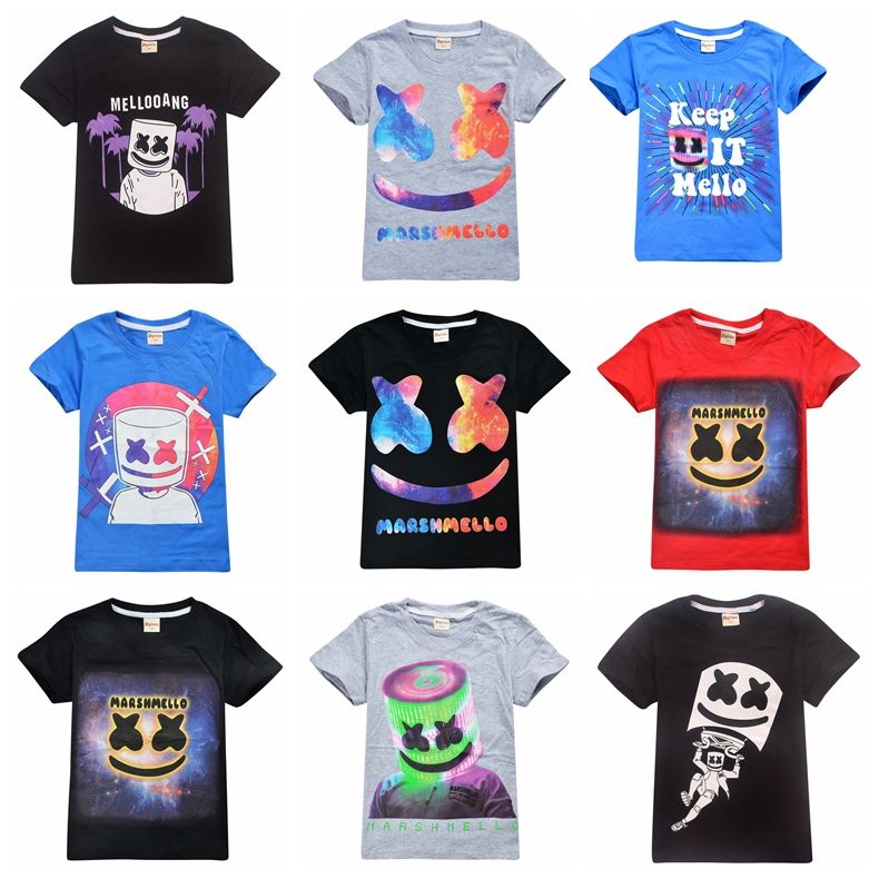 EMILYLE Boys Marshmello Short Sleeve T-Shirt Tops with Lounge Pants Outfit Clothes Set for Kids 3-10Y 