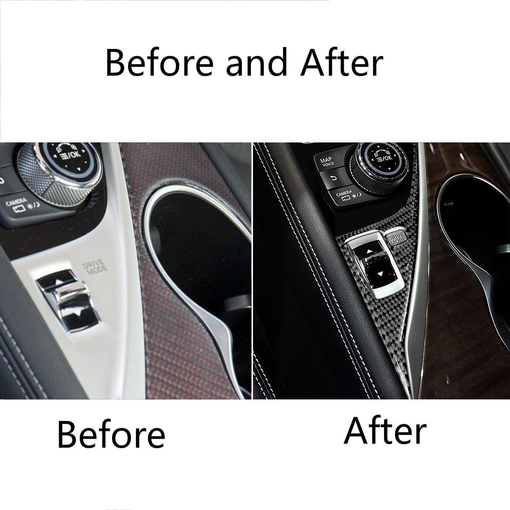 Newsmarts Carbon Fiber Interior Gear Shift Drive Panel Trim Cover Inside Sticker Decoration for Infiniti Q50 Q60 2014-2019 