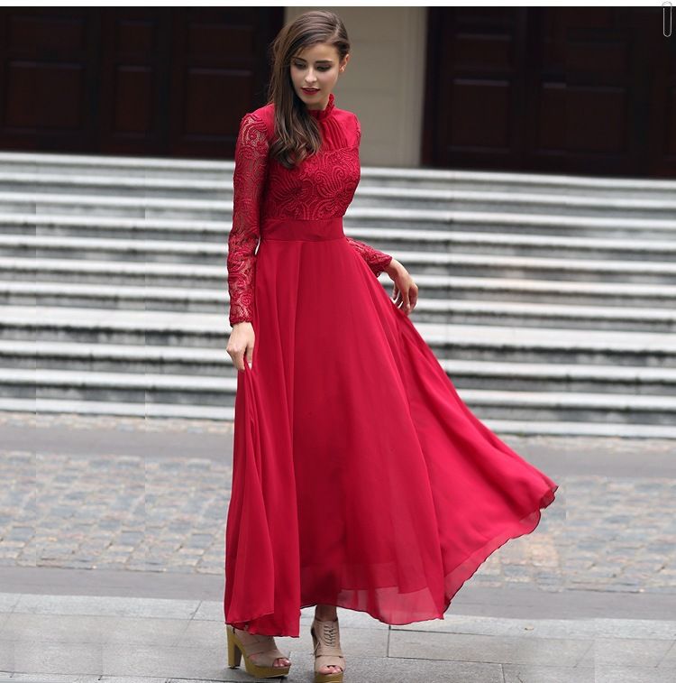 red cotton gown