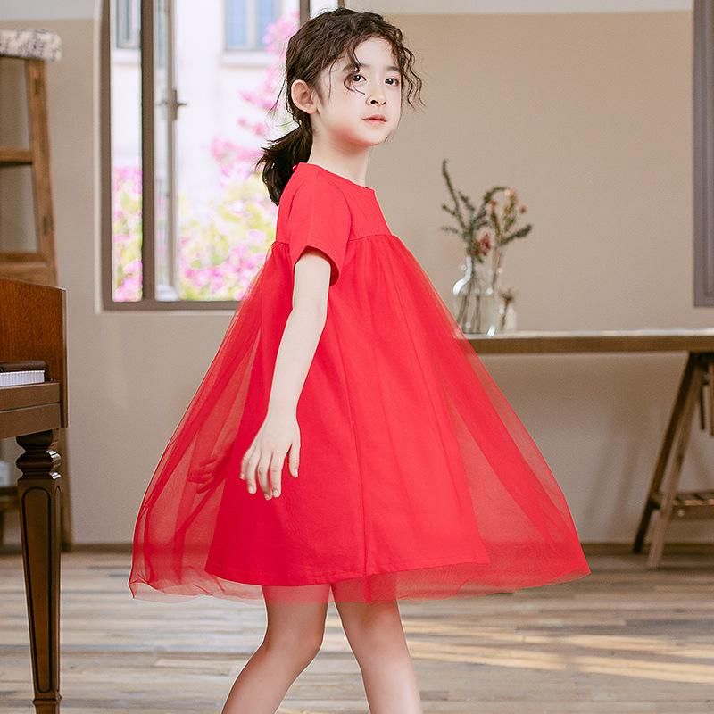 teenage girl red party dress
