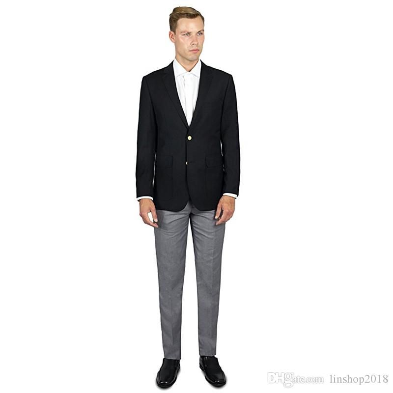 gray slacks black jacket