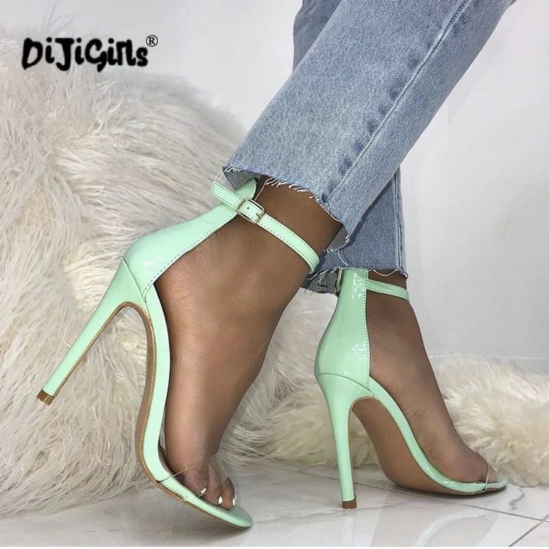 clear open toe pumps