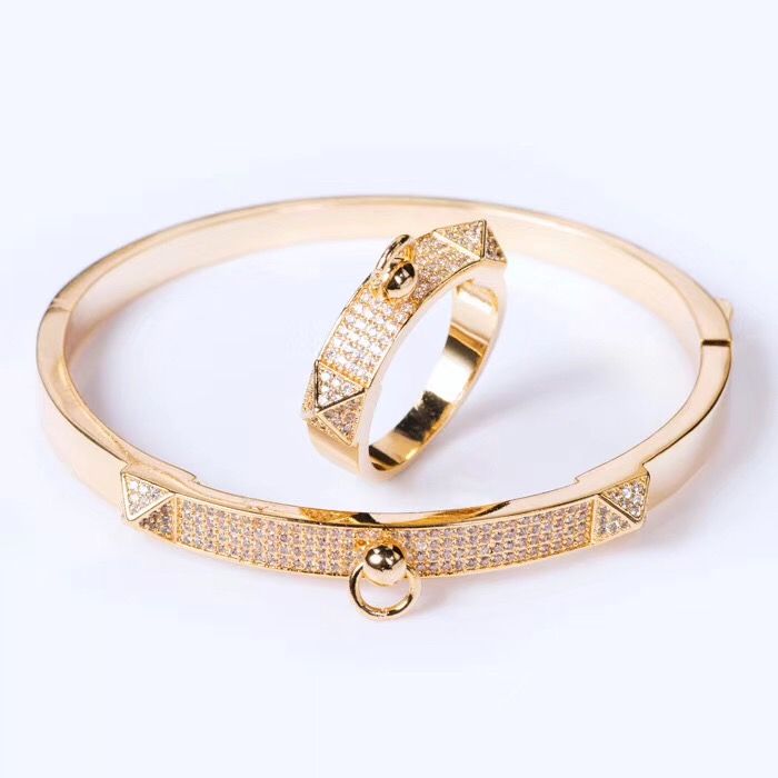 Geel goud / 1 sets (armband + ring)