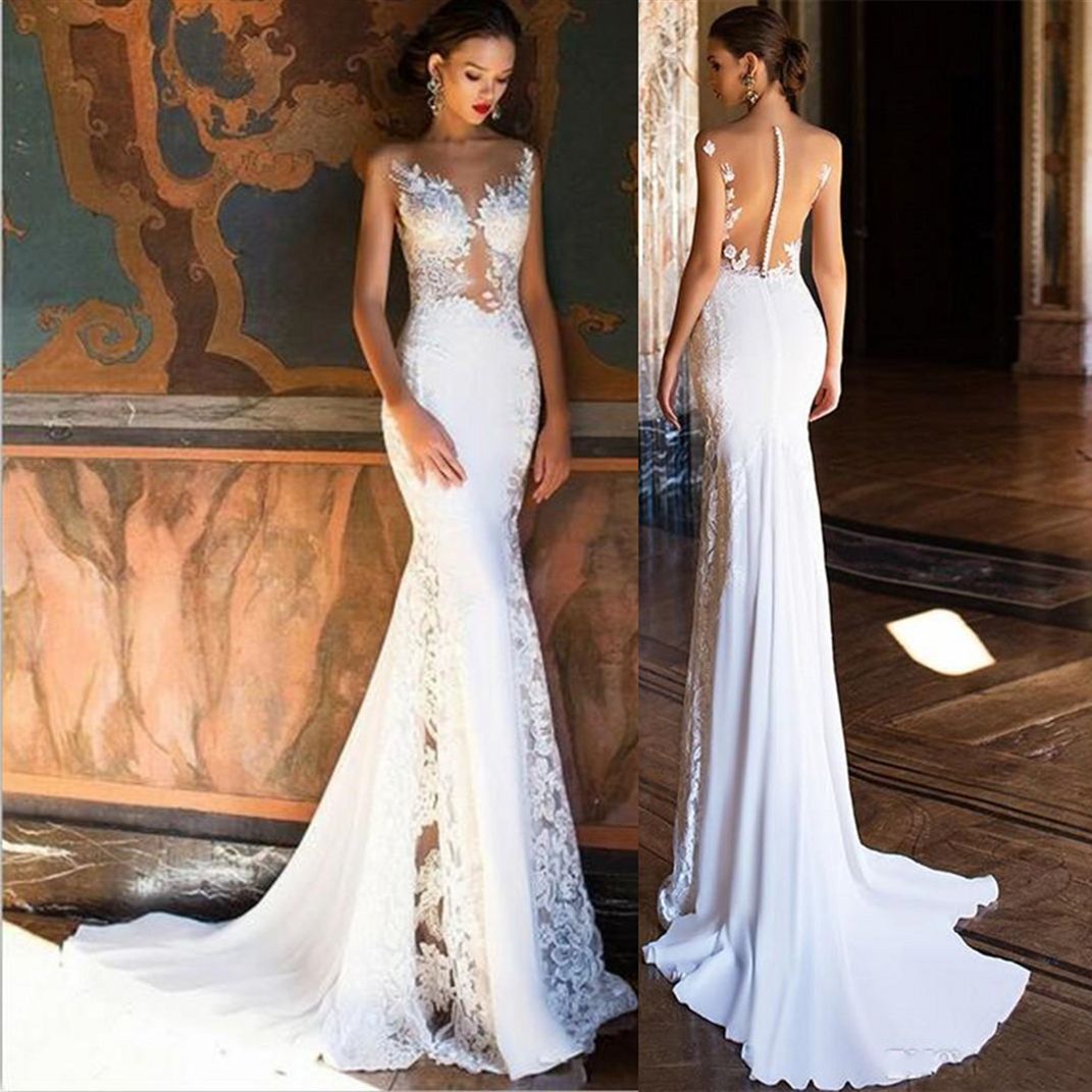 See Through Wedding Dresses 2020 Abiti Da Sposa Sirena Mermaid Sheer