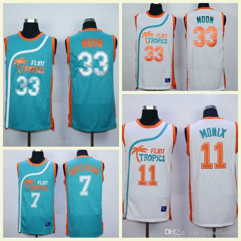 SEMI PRO MOVIE JERSEY MOON WHITE NEW ANY SIZE CUSTOM ANY NAME # FLINT TROPICS