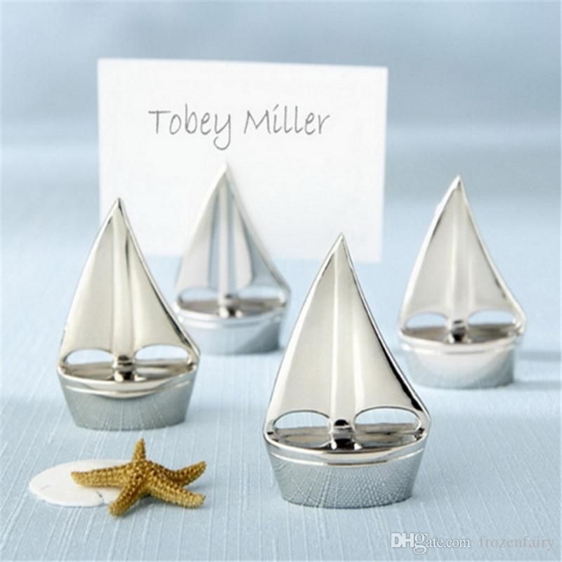 Beach Themed Shining Sails Silver Sailboat Place Card Holders Party Favors Wedding Decoration Supplies Dhl 2018111602 Wedding Token Wedding Tokens