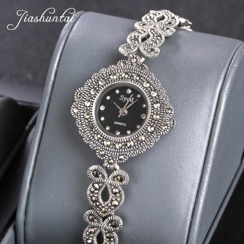 Compre JIASHUNTAI Vintage 100% De Prata 925 Relógio Para Senhora Retro 925  Sterling Silver Relógio Feminino Moda Pulseiras De Relógio Jóias De  Kuchairly, $1.024,56 | Pt.Dhgate.Com