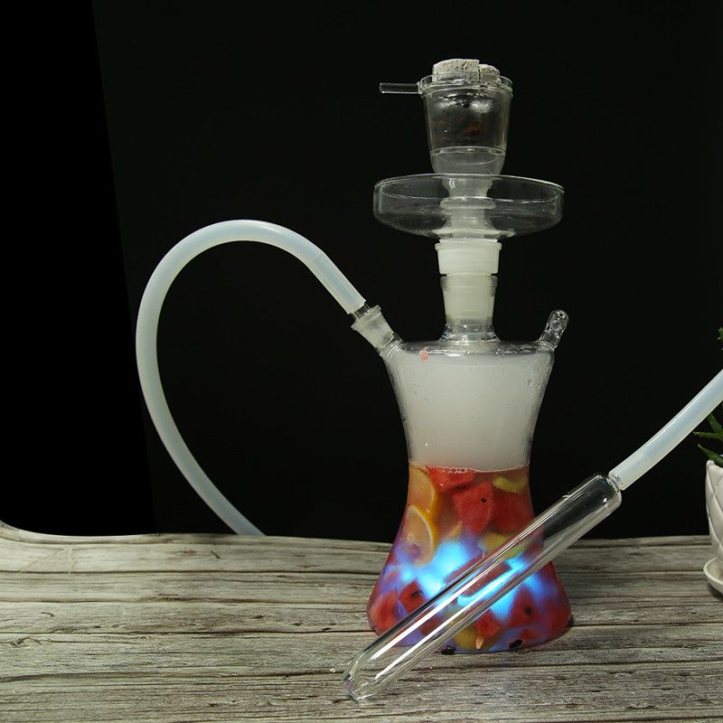 2021 Shisha Glass Hookah Classic Hot Russian Style With LED Light From
