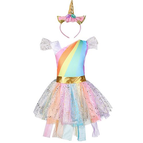 2020 Kids Unicorn Costume Rainbow Pony Birthday Tutu Outfit Fulffy