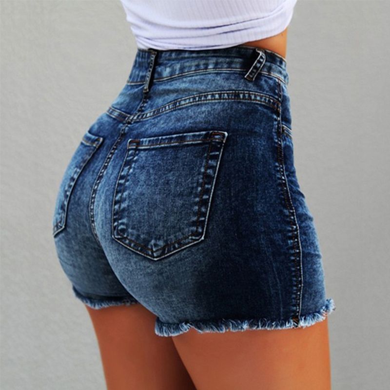 Moda Mujer Mini Pantalones Cortos Vaqueros Azul Cielo Impresión Ropa de  calle Verano Bottoms