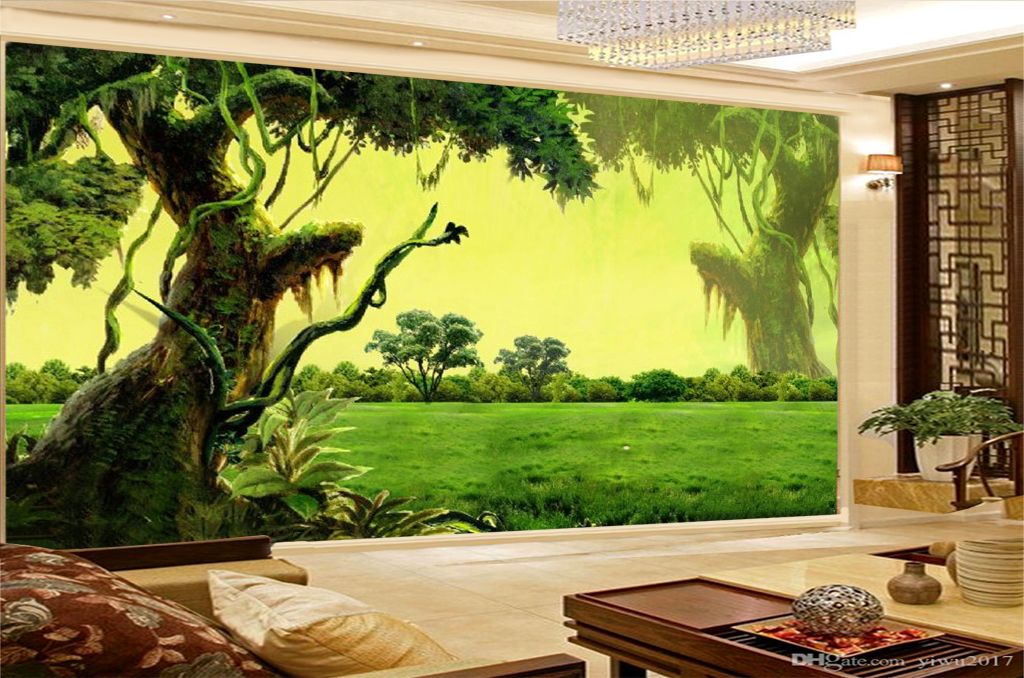 Low Price For Wallpaper Winding Vine Fantasy Green Forest 3D WallPaper Home  Decor Custom