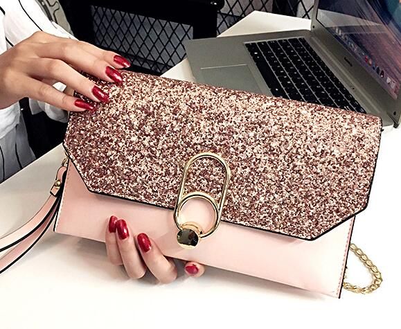 small pink clutch bag