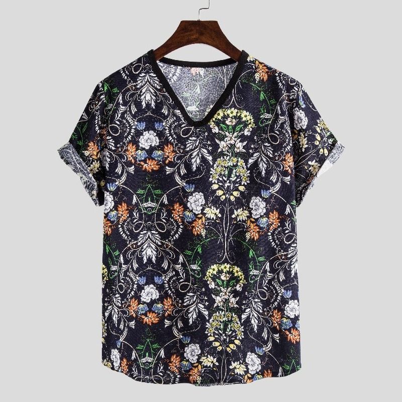 New Mens Short Sleeved T Shirt Mens Casual Chinese Style Country