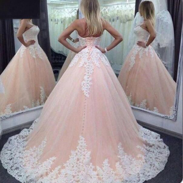 Abito Da Sposa In Tulle Rosa Avorio In Tulle Con Ricami Di Tulle E Pizzo In  Tulle Da 182,93 € | DHgate Italy