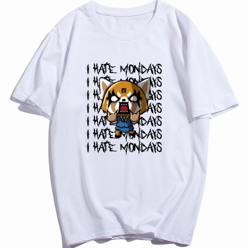 Aggretsuko Retsuko Mens Cotton Mens Crew Adult T-Shirt Black Aggretsuko Retsuko Mens Cotton Mens Crew Adult T-Shirt Black