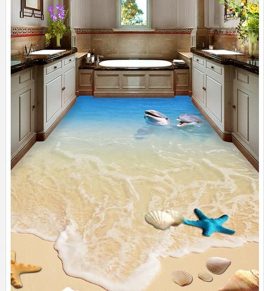 Hd Dolphin Shell Toilet Bathroom Bedroom 3d Flooring 3d Floor