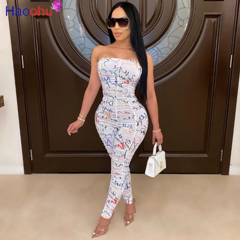 ruched strapless jumpsuit