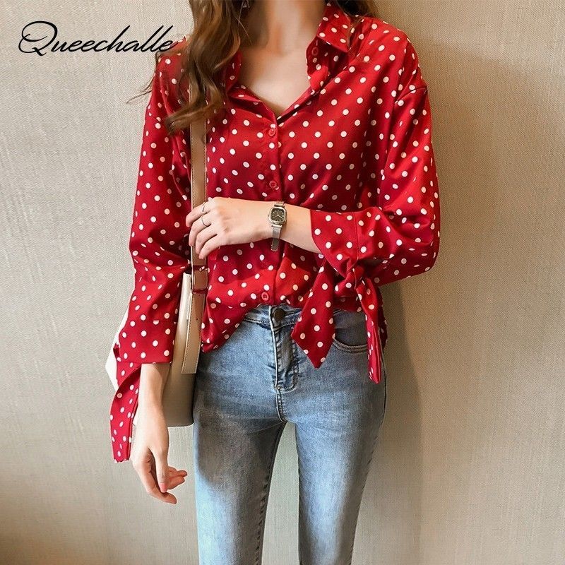 red and white polka dot top plus size