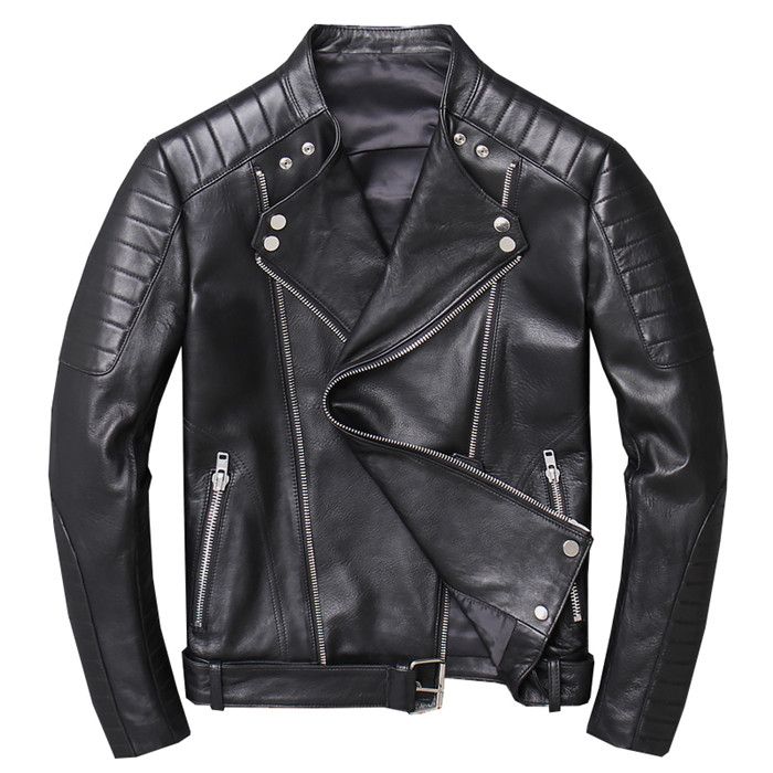 jaqueta de couro genuino masculina