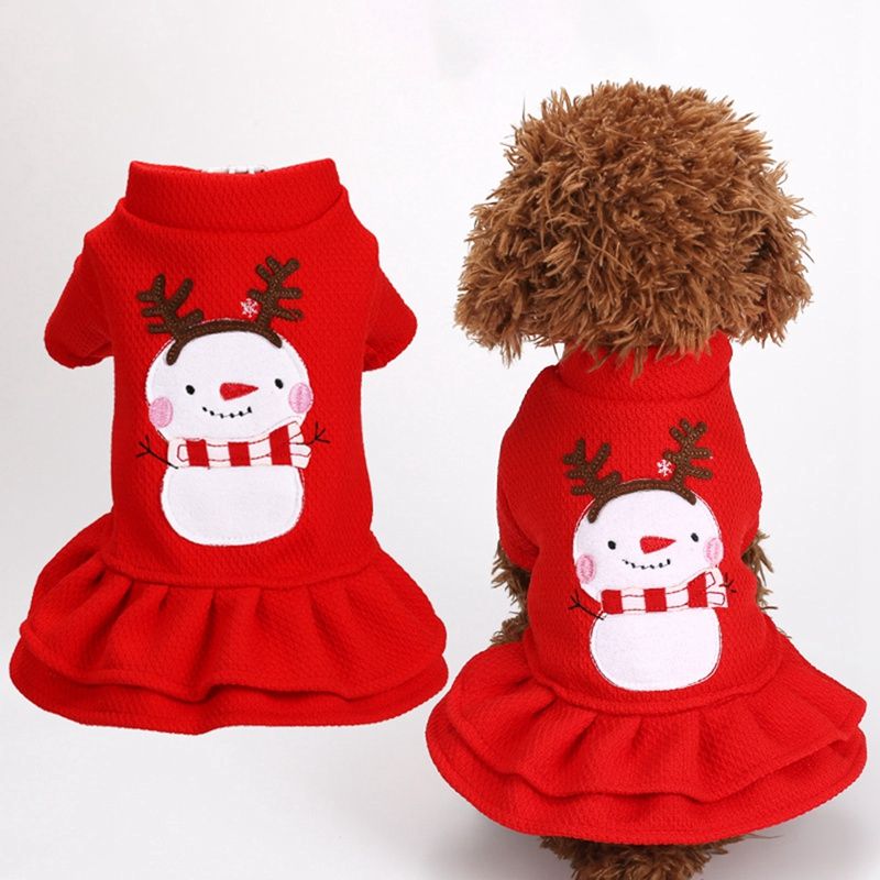 Acheter Bonhomme De Neige Rouge De Noel Motif Vetements Pour Chien Robe De Princesse Robe Chemise Chiot Costume Manteau De Chat Pour Petits Chiens Chats Yorkshire De 21 17 Du Fair2015 Dhgate Com