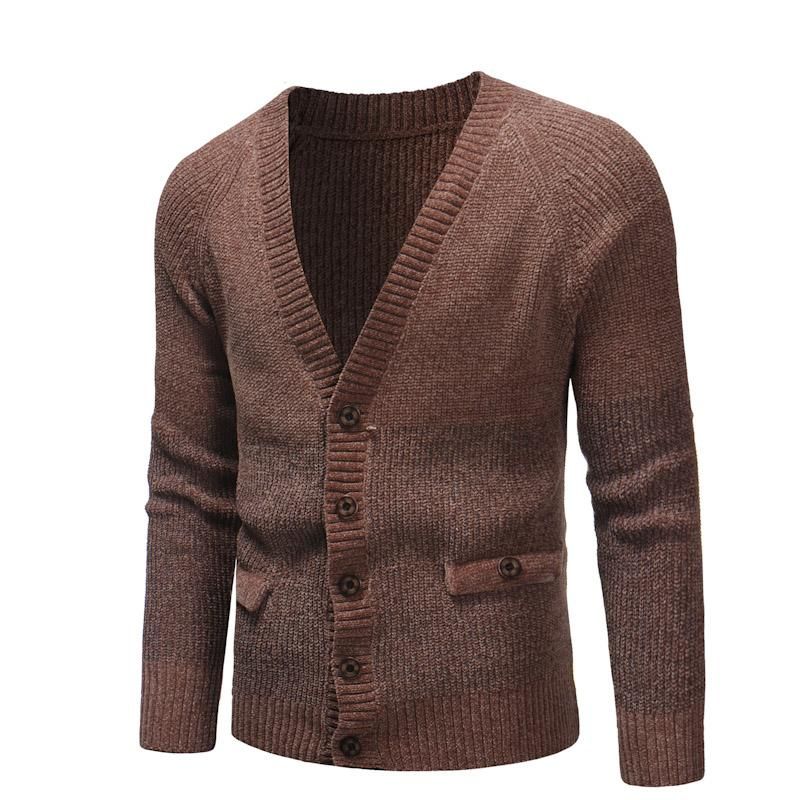 Men V-Neck Solid Slim Fit Knitting Mens Sweaters Cardigan Male Autumn Casual Tops Hots