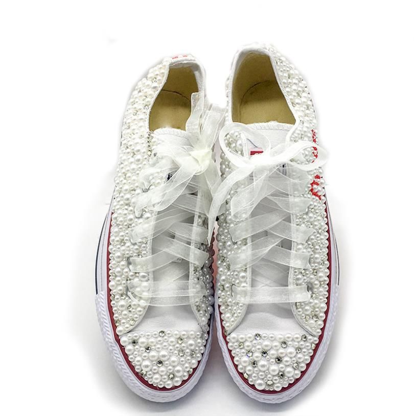 Acquistare Fashion Luxury Designer Scarpe Da Donna Handmade Cristalli Perle  Scarpe Da Sposa Sneakers Scarpe Da Sposa Scarpe Casual Sneaker Di Tela  Taglia 34 44 Economico | Consegna Veloce E Qualità | It.Dhgate