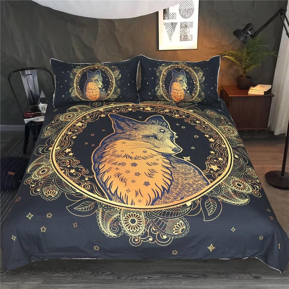 Golden Fox Bedding Set Animal Stars Duvet Cover Set Paisley Home