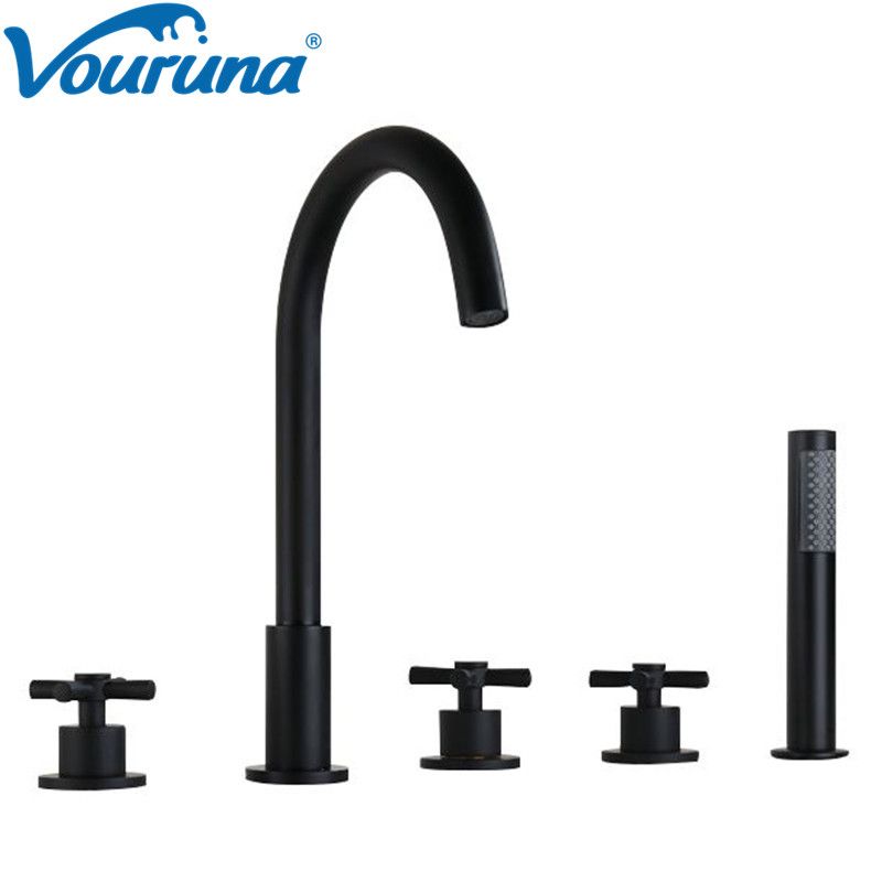 2020 Vouruna Blacken 5 Hole Roman Tub Faucet Bathtub Mixer Taps
