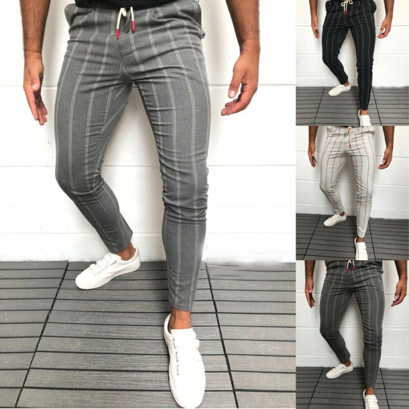 2021 Goocheer Men Chinos Trousers Skinny Super Stretch Chino Homme Clothing Slim Fit Chinos Trousers Men Plaid Grey Designer Pants From Gl8888 10 21 Dhgate Com