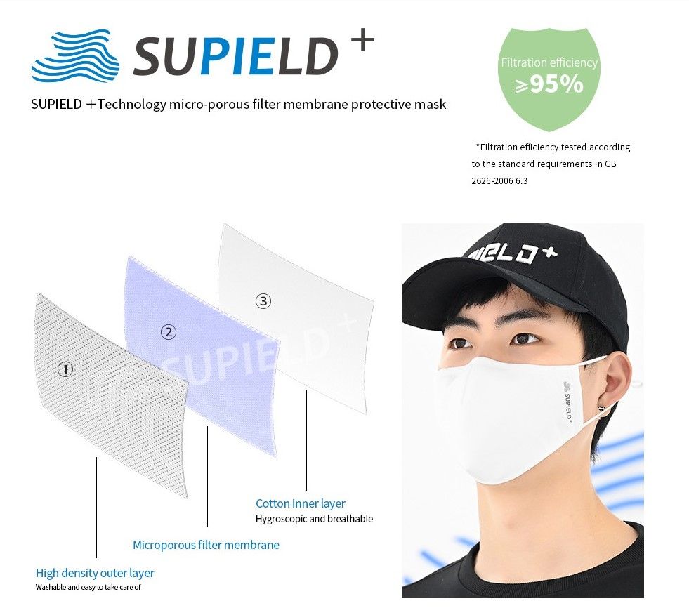 Supield +再利用ナノフェイスマスク洗浄20回の個々のPAC保護口マスクダストプール抗菌コットンPM2.5バルブマスク