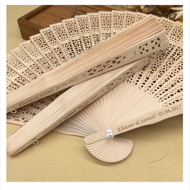 wood fans for weddings
