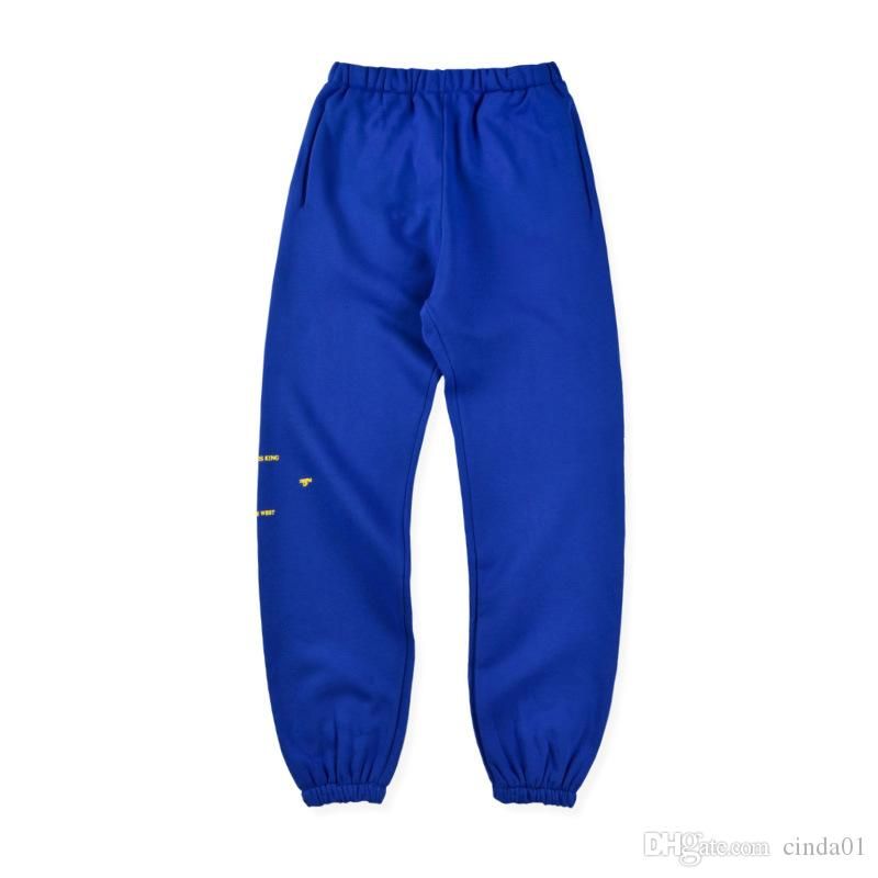 Mens Dsigner Pantalones Deportivos Kanye Jesús Rey LA Exclusivo Forman Los Pantalones De Los Pantalones Azules Pantalón De Jogging Para Los Hombres De 45,97 € | DHgate