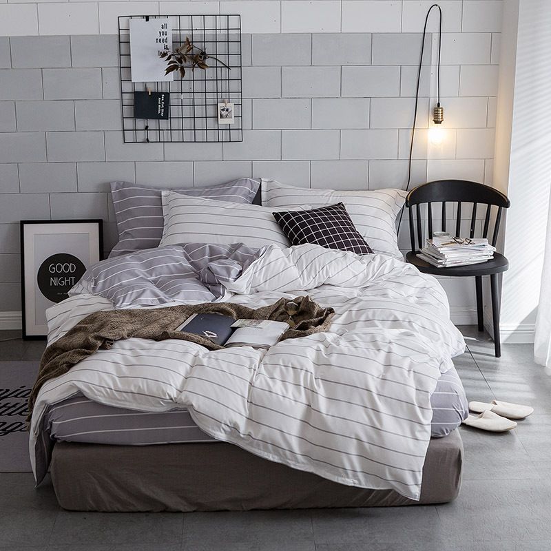 2019 Stripes Bedding Microfiber Duvet Cover Set With Zipper